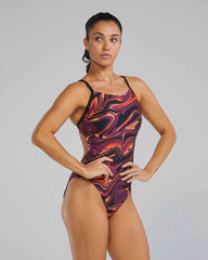 TYR Womens Furo Cutoutfit Swimsuit - Burg/Gold | Allens Of Kingsbury