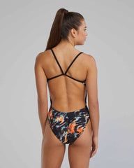 TYR Womens Validus Cutoutfit Swimsuit - Orange/Aqua/Black | Allens Of Kingsbury
