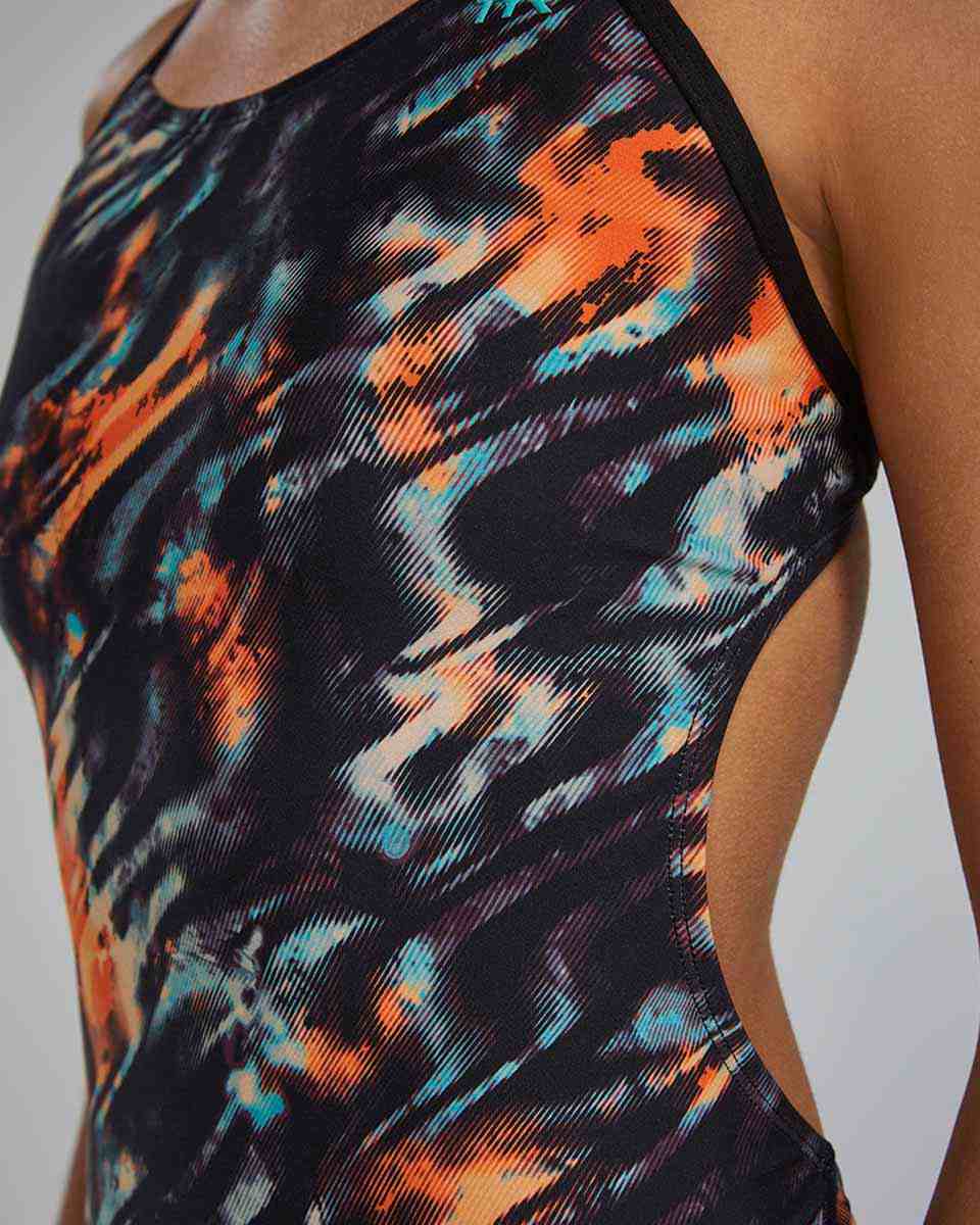 TYR Womens Validus Cutoutfit Swimsuit - Orange/Aqua/Black | Allens Of Kingsbury