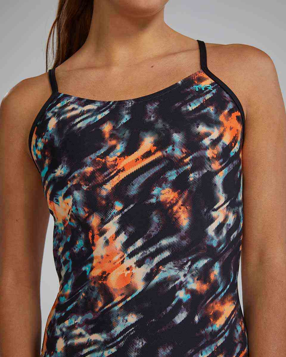 TYR Womens Validus Cutoutfit Swimsuit - Orange/Aqua/Black | Allens Of Kingsbury