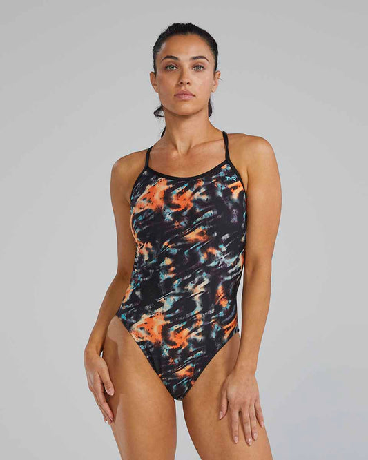 TYR Womens Validus Trinityfit Swimsuit - Orange/Aqua/Black | Allens Of Kingsbury 960