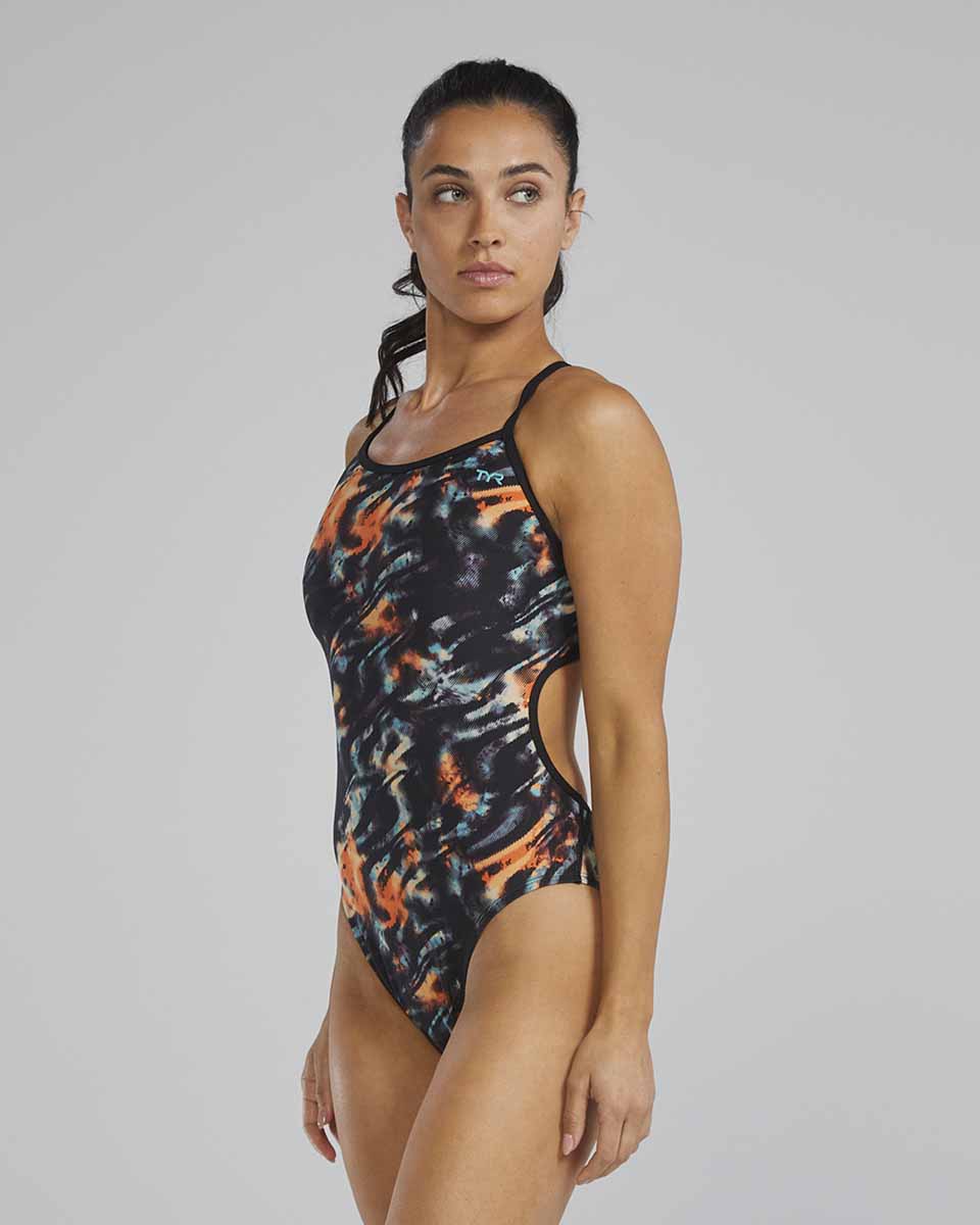 TYR Womens Validus Trinityfit Swimsuit - Orange/Aqua/Black | Allens Of Kingsbury