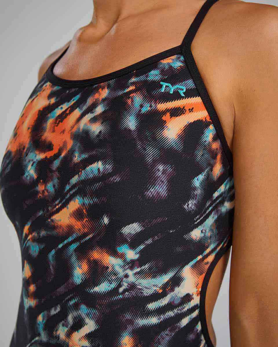 TYR Womens Validus Trinityfit Swimsuit - Orange/Aqua/Black | Allens Of Kingsbury