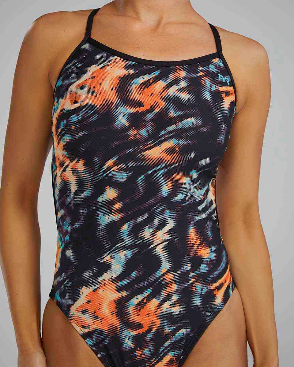 TYR Womens Validus Trinityfit Swimsuit - Orange/Aqua/Black | Allens Of Kingsbury