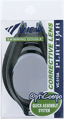 Black View goggles with a single corrective lens from the View Opticompo Kit, designed for precise vision correction.