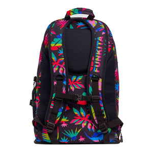 Way Funky Funkita Lost Leaf Elite Squad Backpack in multi-color with adjustable straps and spacious main compartment.