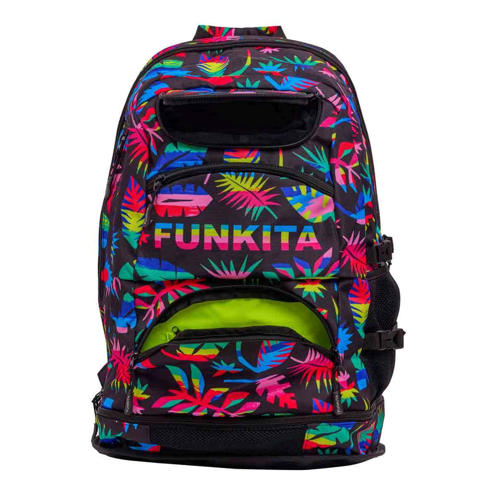 Way Funky Funkita Lost Leaf Elite Squad backpack with colorful leaf print, durable straps, and spacious compartments for versatile use.