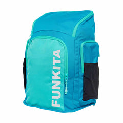 Funkita Mint Machine Space Case Backpack in mint and blue with space-themed design, compact and stylish for daily use.