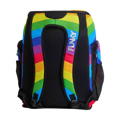 Colorful Way Funky Rainbowie Space Case Backpack with vibrant rainbow design, adjustable straps, and multiple compartments.