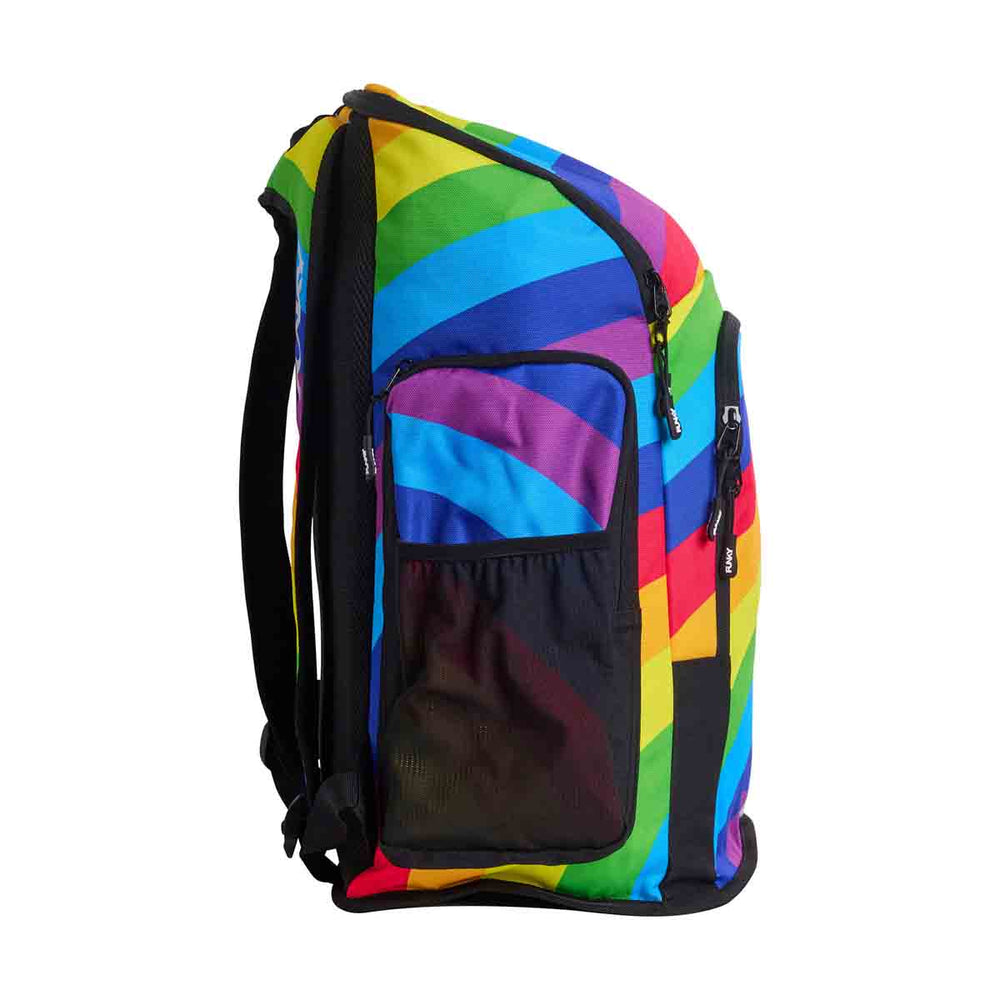Way Funky Rainbowie Space Case Backpack in multicolor with space-themed design, featuring adjustable straps and spacious interior.
