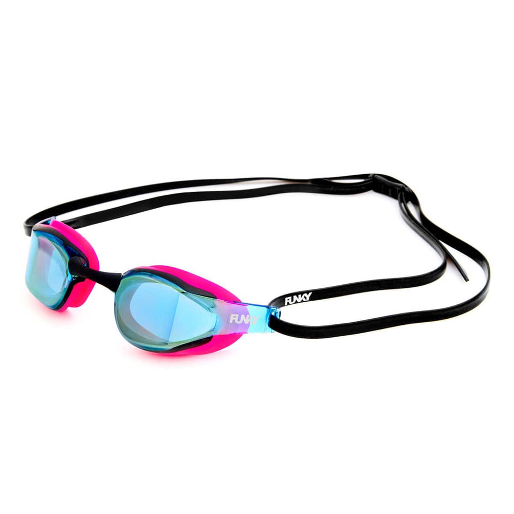 Way Funky Pink Power Blade Swimmer Mirrored Goggle - Pink/Gold Mirror | Allens Of Kingsbury