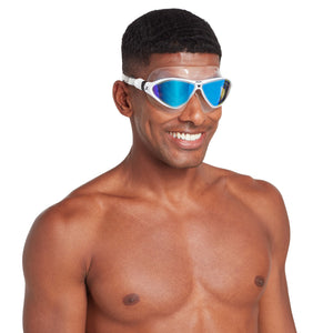 Zoggs Horizon Flex Titanium Mask - Clear/White/Mirrored Blue | Allens Of Kingsbury