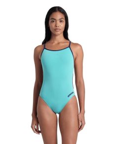 Arena Womens Solid Lace Back Swimsuit - Water/Navy
