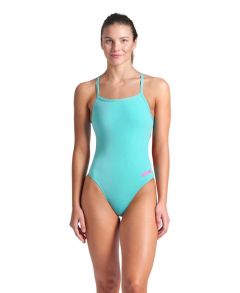 Arena Womens Team Solid Challenge Back Swimsuit - Water/Shocking Pink