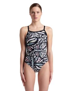 Arena Womens Butterflies Light Drop Back Swimsuit - Black/Multi