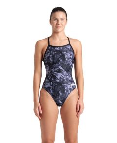 Arena Womens Team Crackle Lightdrop Back Swimsuit - Black/Team Black