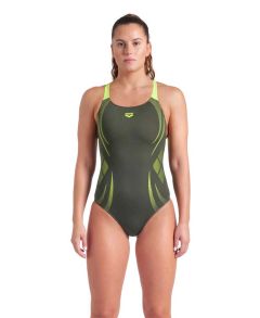 Arena Womens Poseidonia Swim Pro Back Swimsuit - Dark Sage/Artic Lime
