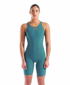 Arena Womens Powerskin Impulso Openback Jade Aura Limited Edition Kneesuit - Biscay Bay/Cherry