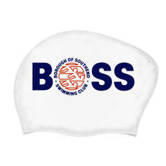 Allens Borough Of Southend Long Hair Club Logo Only Swimming Cap - White/Blue/Red