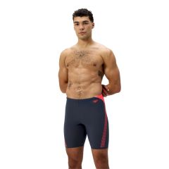 Speedo Mens Hyperboom Splice Jammer - Grey Lead/Neon Coral