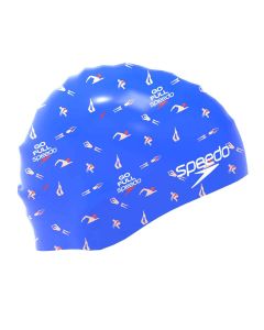 Speedo Slogan Printed Silicone Swimming Cap - Speedo Blue/Go Full Speedo Swimmers