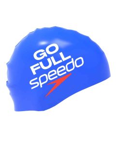 Speedo Slogan Printed Silicone Swimming Cap - Speedo Blue/Go Full Speedo