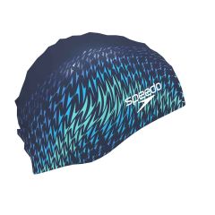 Speedo Slogan Printed Silicone Swimming Cap - Peacoat Flowing Boom