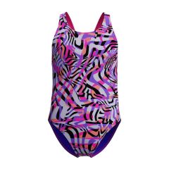 Speedo Girls Digital Allover Leaderback Swimsuit - Flare Pink