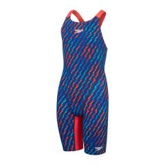 Speedo Fastskin Junior Endurance+ Max Openback Kneeskin - Bolt/Cerulean Blue/Flame Red