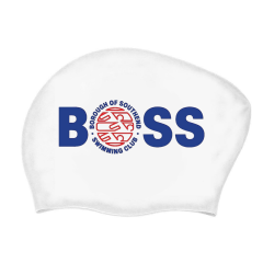 Allens Borough Of Southend Long Hair Club Logo Only Swimming Cap - White/Blue/Red