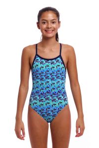 Funkita Girls Jack Stack Single Strap One Piece Swimsuit - Blue/Multi