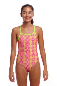 Funkita Girls Poison Pink Single Strap One Piece Swimsuit - Pink/Yellow