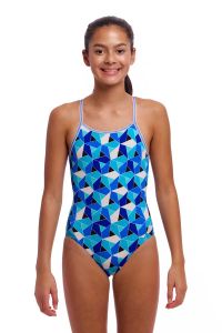 Funkita Girls Tetra Tonic Diamond Back One Piece Swimsuit - Blue/Multi
