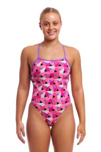 Funkita Ladies Ninja Star Strapped In One Piece Swimsuit - Pink/Multi