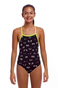 Funkita Girls Eye Spy Tie Me Tight One Piece Swimsuit - Black/White