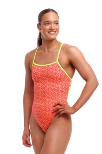Funkita Ladies Swim School Single Strength One Piece Swimsuit - Pink/Yellow