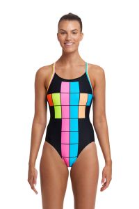 Funkita Ladies Building Blocks Diamond Back One Piece Swimsuit - Black