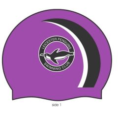 Allens Leicester Penguins Club Logo Only Swimming Cap - Purple/Black/White