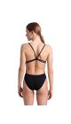 Arena Womens Multi Stripes Lace Back Swimsuit - Black/White/Green/Yellow