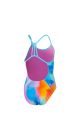 Speedo Girls Allover Lane Line Back Swimsuit - Kiki Pink/Lemon Drizzle/Picton Blue