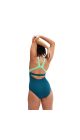 Speedo Womens Flex Band Swimsuit with Integrated Swim Bra - Dark Teal/Harlequin Green