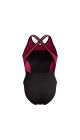 Speedo Womens High Neck Splice Cross Back Swimsuit - Black/Raspberry Fill