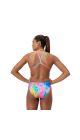 Speedo Womens Printed V-Back Swimsuit - Blue