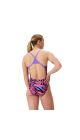 Speedo Womens FL Printed Turnback Swimsuit - Fusion Flare/Indigo Glow