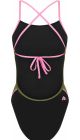 Amanzi Womens Desert Blush Tie Back One Piece - Green/Black/Pink