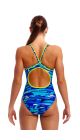 Funkita Ladies Pace Racer Diamond Back One Piece Swimsuit - Blue