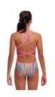 Funkita Girls Swirly Straws Strapped In One Piece Swimsuit - Multi