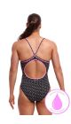 Funkita Ladies Summer Fish Diamond Back Secure One Piece Swimsuit - Black/White/Pink