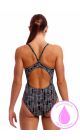 Funkita Ladies Up The Ladder Diamond Back Secure One Piece Swimsuit - Black/White