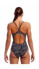 Funkita Ladies Up The Ladder Diamond Back Secure One Piece Swimsuit - Black/White